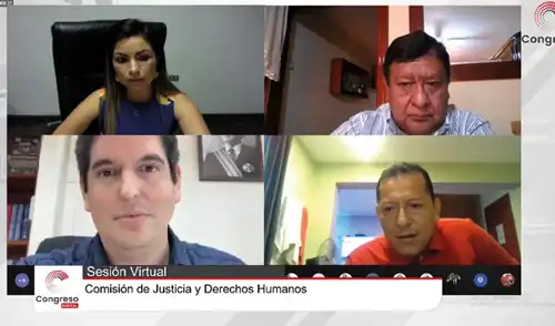 Comisión de Justicia y DD. HH. sesionó virtualmente este miércoles 17 de febrero. Foto: difusión / Congreso