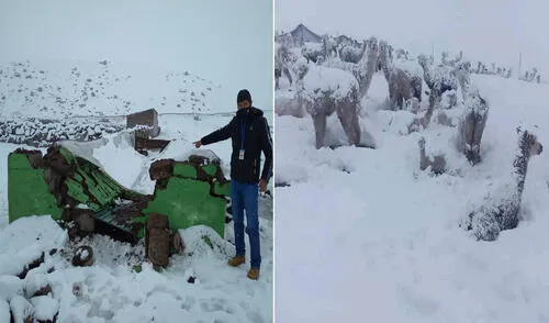 Nevada empezó durante la noche del miércoles 17. Foto: COER Puno