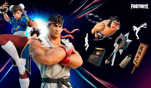 Las skins de Ryu y Chun-Li de Street Fighter llegan en dos modelos y ya se venden en la tienda de Fortnite. Foto: Epic Games