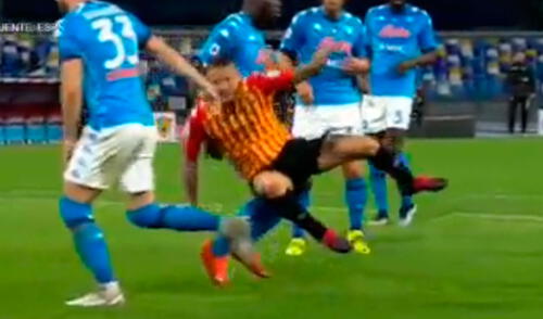 Benevento de Gianluca Lapadula perdió en su visita al Napoli por Serie A. Foto: captura ESPN 2