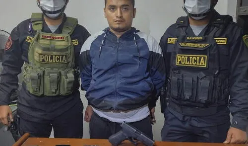 Wilmer Narro intentó fugar de los policías, pero fue atrapado y reducido. Foto: PNP Wilmer Narro intentó fugar de los policías, pero fue atrapado y reducido. Foto: PNP