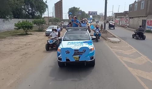 Caravana de López Aliaga en Chiclayo comenzó con varias horas de retraso.