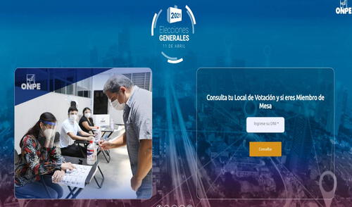Plataforma habilitada por la ONPE para saber el local de votación. Solo necesitas tu número de DNI. Foto: captura ONPE