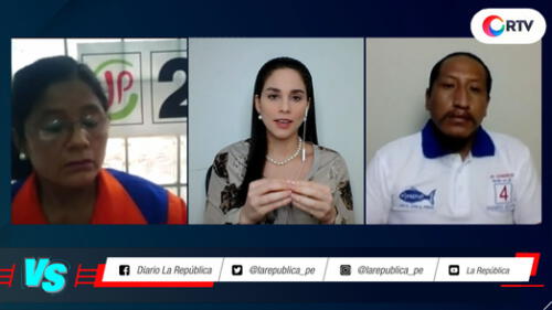 Debate entre Isabel Cortez, de Juntos por el Perú, y Andrés Aguilar, del partido Frepap, en #VersusElectoral. Foto: captura/RTV
