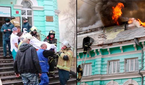 Para poder seguir operando, los cirujanos instalaron un cable eléctrico desde el exterior y ventiladores para evacuar el humo, indicaron los socorristas. Foto: composición LR - AFP Para poder seguir operando, los cirujanos instalaron un cable eléctrico desde el exterior y ventiladores para evacuar el humo, indicaron los socorristas. Foto: composición LR - AFP