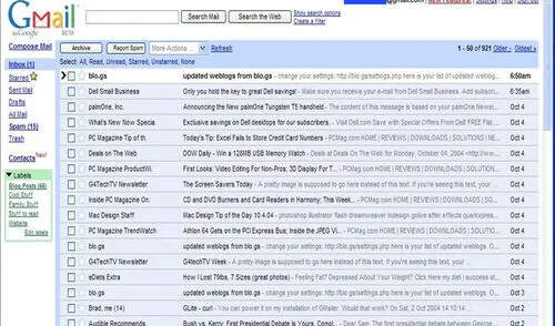 Así lucía la interfaz de Gmail hace algunos años. Foto: Bustle