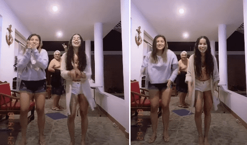 El padre de las jóvenes apareció en el momento menos pensado. Foto: captura de TikTok