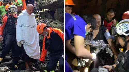 Los rescatistas lo llevaron fuera de la cueva a un lugar seguro y recibió tratamiento en una ambulancia. Foto: captura de BBC Los rescatistas lo llevaron fuera de la cueva a un lugar seguro y recibió tratamiento en una ambulancia. Foto: captura de BBC