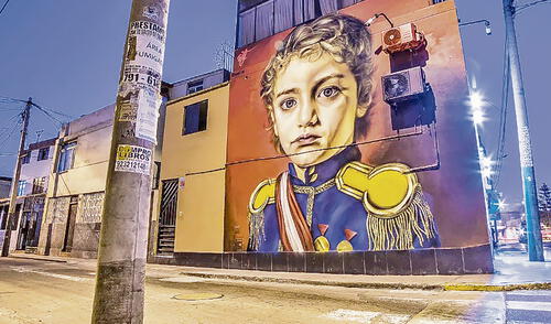 El general. José de San Martín de niño, según la visión de “SEF” en un mural de su Proyecto Bicentenario en Pueblo Libre. Foto: difusión El general. José de San Martín de niño, según la visión de “SEF” en un mural de su Proyecto Bicentenario en Pueblo Libre. Foto: difusión