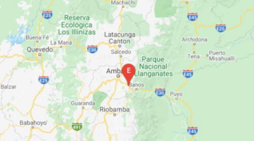 Ubicación del sismo en Ecuador en el mapa. Foto: Instituto Geofísico