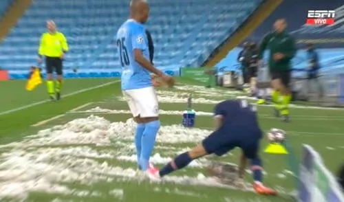 Ángel Di María fue expulsado tras pisar a Fernandinho. Foto: ESPN