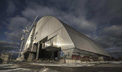 El 15 de noviembre de 2016 se instaló el Nuevo Confinamiento de Seguridad sobre la planta nuclear de Chernóbil. Foto: EFE