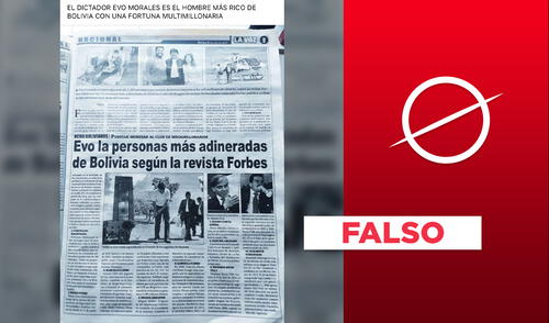 Es falso que Forbes haya publicado que Evo Morales es el “hombre más rico de Bolivia”. Foto: plantilla para Verificador / composición LR Es falso que Forbes haya publicado que Evo Morales es el “hombre más rico de Bolivia”. Foto: plantilla para Verificador / composición LR