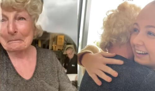 Llena de felicidad, Angelina aprovechó la oportunidad de reunirse con sus abuelos. Foto: captura de YouTube