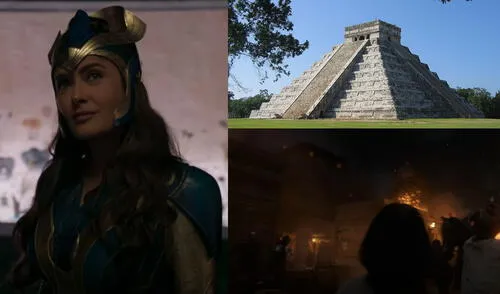 Salma Hayek, actriz mexicana, interpreta a Ajak en la nueva cinta de Marvel. Foto: composición/difusión.