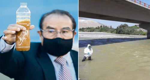 En marzo pasado el consejero de Islay trajo una muestra de las aguas del río Tambo. Foto: composición La República