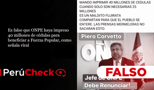 No, la ONPE no imprimió 40 millones de cédulas "para beneficiar a Fuerza Popular". Foto: composición PerúCheck