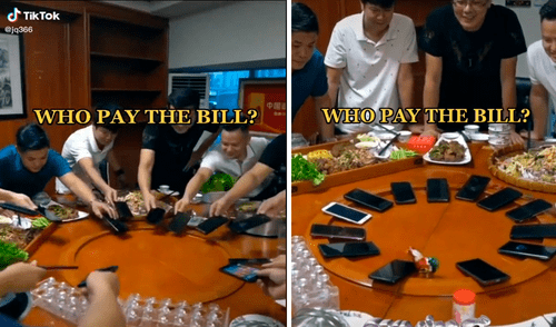 Los amigos se reunieron en un restaurante y decidieron por unanimidad elegir al compañero que se encargaría del costo de la comida. Foto: captura de TikTok