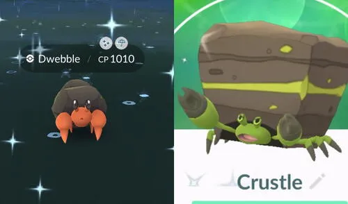 Este pokémon está basado en un cangrejo ermitaño. Foto: captura Niantic Este pokémon está basado en un cangrejo ermitaño. Foto: captura Niantic