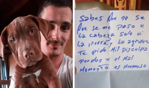 Los Masi quedaron sorprendidos cuando vieron en la entrada de su casa al perro junto con una nota excusándose por haberla tomado. Foto: captura de Facebook