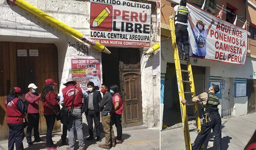 En locales de campaña se exhibían anuncios políticos sin autorización. Foto: Municipalidad de Arequipa