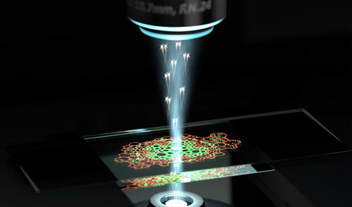 Impresión artística del nuevo microscopio cuántico en acción. Imagen: Universidad de Queensland