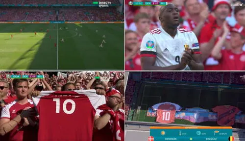 Jugadores e hinchas rindieron homenajes al capitán danés, Christian Ericksen. Foto: captura/DirecTV Sports