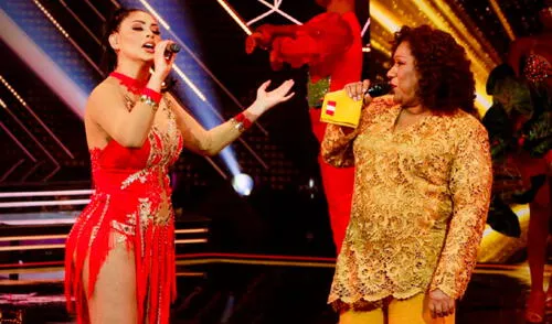 Pamela Franco tuvo el apoyo de la criolla Bartola en su primera presentación de la gran final de El artista del año, donde obtuvo el segundo puesto. Foto: captura de América TV Pamela Franco tuvo el apoyo de la criolla Bartola en su primera presentación de la gran final de El artista del año, donde obtuvo el segundo puesto. Foto: captura de América TV