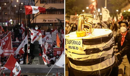 Ambos grupos de seguidores estuvieron reunidos en el centro de Lima. Foto: Aldair Mejia/Antonio Melgarejo/La República
