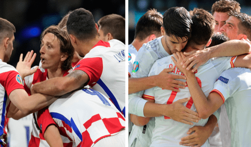 Tras derrotar a Eslovaquia por 5-0 y pasar a octavos, la selección española se enfrenta en el Parken Stadium a la Croacia de Modrick por la Eurocopa. Foto: composición EFE