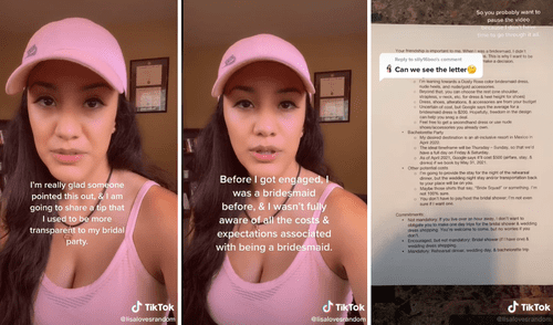 La novia compartió la carta que envió para poder ayudar a otras novias a tener una experiencia de boda más fluida y acorde a sus expectativas. Foto: captura de TikTok