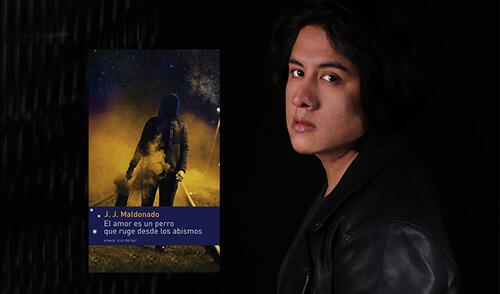 Escritor J. J. Maldonado. Al lado, su primera novela "El amor es un perro que ruge desde los abismos". Escritor J. J. Maldonado. Al lado, su primera novela "El amor es un perro que ruge desde los abismos".