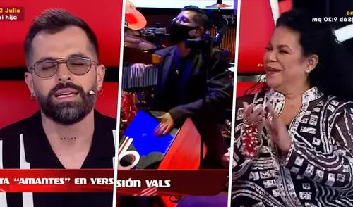 Mike Bahía cantando junto con la orquesta en La voz Perú. Foto: composición/capturas de Latina