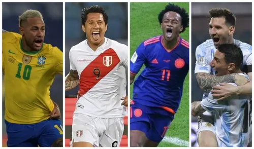 Neymar, Lapadula, Cuadrado y Messi buscarán ser protagonistas en esta etapa de la copa. Foto: AFP