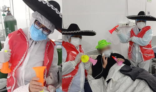 Tras la actividad, varios pacientes se animaron a tomarse fotografías con personal médico. Foto: Hospital Goyeneche