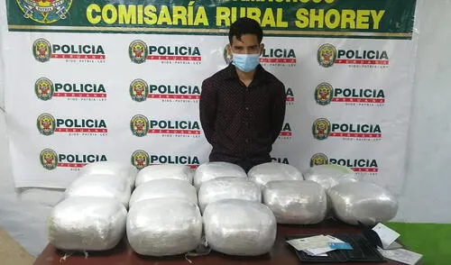 El detenido y droga fueron trasladados al complejo policial de San Andrés de Trujillo. Foto: PNP El detenido y droga fueron trasladados al complejo policial de San Andrés de Trujillo. Foto: PNP