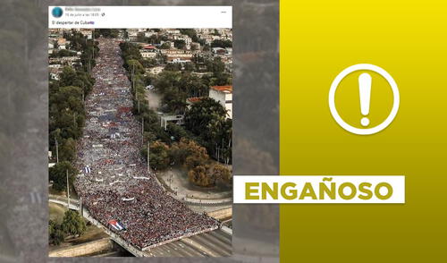 Es engañosa esta foto de marcha en Cuba: imagen se publicó en 2018. Foto: composición Verificador de La República.