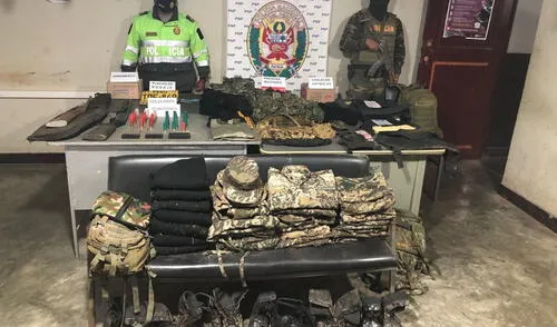 Artículos habrían sido abandonados por una banda de delincuentes dedicada a la minería ilegal. Foto: PNP