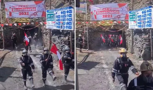 El acto de civismo de estos mineros logró hacerse viral en las redes sociales. Foto: captura de Facebook El acto de civismo de estos mineros logró hacerse viral en las redes sociales. Foto: captura de Facebook