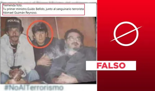 Es falso que esta imagen muestra a Guido Bellido junto a Abimael Guzmán. Foto: composición de Verificador de La República.