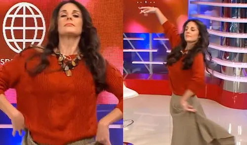 Rebeca Escribens sorprendió al demostrar su talento para bailar marinera norteña. Foto: captura de América TV