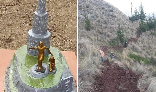 El obelisco se realiza con recursos propios de la comunidad. Foto: Guido Conde Lozano