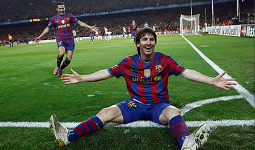 Lionel Messi y su primer póker ante el Arsenal por los cuartos de final de la Champions League 2010/2011. Foto: AFP