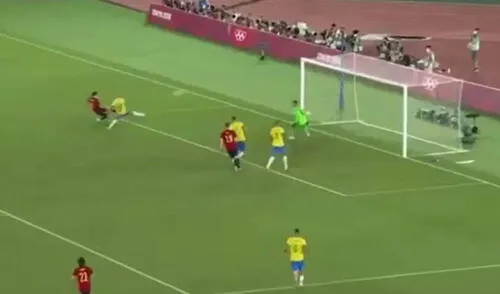 España y Brasil vienen jugando la final de fútbol masculino de Tokio 2020. Foto: captura ATV España y Brasil vienen jugando la final de fútbol masculino de Tokio 2020. Foto: captura ATV