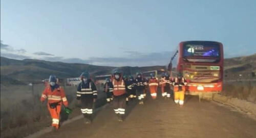 Trabajadores de la empresa minera se vieron afectados en sus labores por bloqueo.