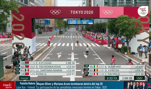 Christian Pacheco quedó en el puesto 60 en maratón masculina. Foto: captura Claro Sports