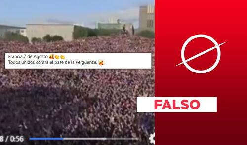 Es falso que video expone multitudinaria concentración en Francia contra el pase de vacunación. Foto: composición de Verificador de La República