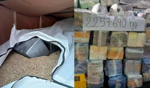 Se hallaron 71 bultos que tenían 2.144 ‘ladrillos’ con cocaína. Foto: composición/PNP Se hallaron 71 bultos que tenían 2.144 ‘ladrillos’ con cocaína. Foto: composición/PNP