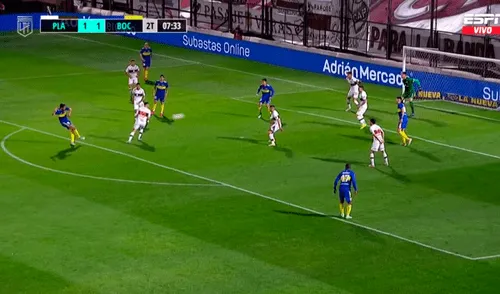 Diego González puso el 2-1 transitorio para Boca Juniors ante Platense. Foto: captura ESPN