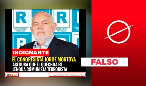 No, Jorge Montoya no ha dicho que el idioma quechua es una “lengua comunista”. Foto: composición/Verificador